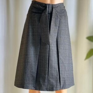 NWT Vintage Y2K TSUNODA Paris Plaid Wool Blend Bow Skirt Academia Size 40 - US M